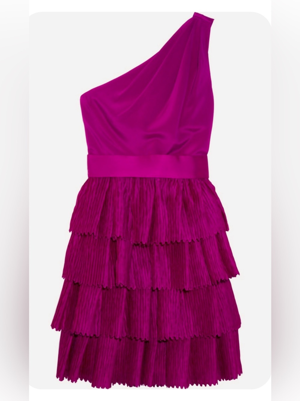 EUC Marchesa Notte Pink Mini Dress ~ One-Shoulder Silk Ruffles ~ Homecoming ~ 4
